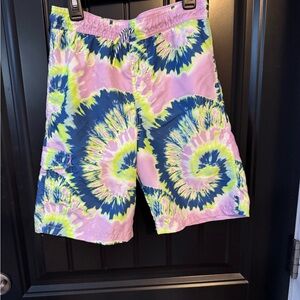 Cat & Jack Tie-Dye Swim Suit board shorts Lavender, Blue size L 10 12